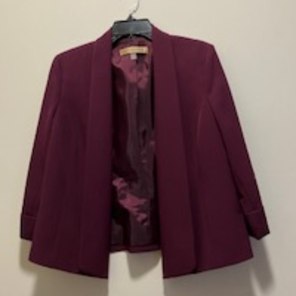 Nipon Boutique Plum Open-Front Blazer